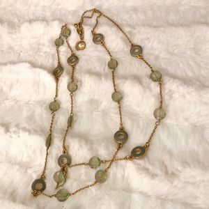 J. Crew necklace, smoky quartz beads and enamel